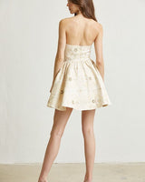 Enchanted Brocade Peplum Romper (Champagne) - Palazzo Couture Online