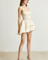Enchanted Brocade Peplum Romper (Champagne) - Palazzo Couture Online