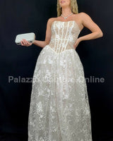 Enchanted Lace Corset Gown (White) - Palazzo Couture Online