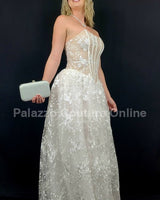 Enchanted Lace Corset Gown (White) - Palazzo Couture Online