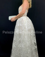 Enchanted Lace Corset Gown (White) - Palazzo Couture Online