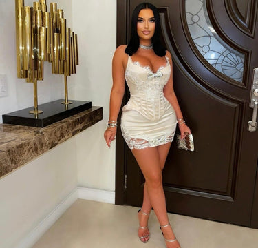 Enchanted Pearl Lace Corset & Skirt - Cream - Palazzo Couture Online