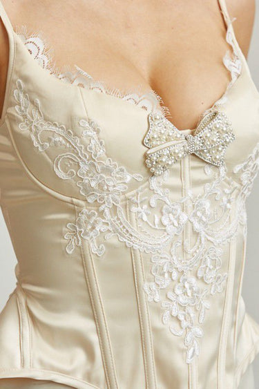 Enchanted Pearl Lace Corset & Skirt - Cream - Palazzo Couture Online
