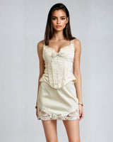 Enchanted Pearl Lace Corset & Skirt - Cream - Palazzo Couture Online