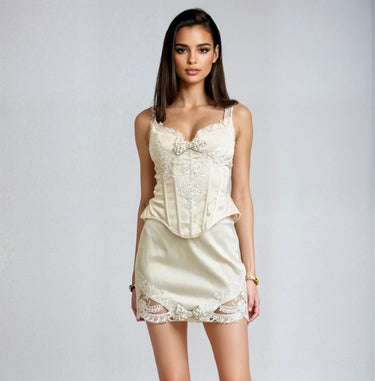 Enchanted Pearl Lace Corset & Skirt - Cream - Palazzo Couture Online