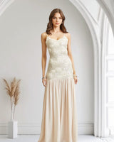 Enchanted Rosette Sequin Gown - Champagne - Palazzo Couture Online