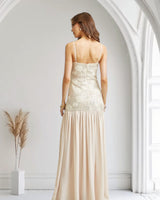 Enchanted Rosette Sequin Gown - Champagne - Palazzo Couture Online