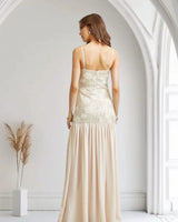 Women's Champagne maxi dress sequin style back view