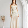 Enchanted Rosette Sequin Gown - Champagne front view showing full-length maxi silhouette