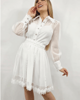 Enchanted Sheer Lace Skirt Set - White - Palazzo Couture Online