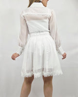 Enchanted Sheer Lace Skirt Set - White - Palazzo Couture Online