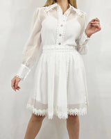Enchanted Sheer Lace Skirt Set - White side view showing skirt silhouette and fit