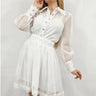 Enchanted Sheer Lace Skirt Set - White close up of lace top design and fabric