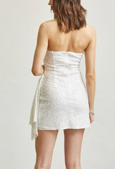 Enchantment Sequin Corset Mini Dress - White - Palazzo Couture Online
