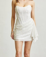 Enchantment Sequin Corset Mini Dress - White - Palazzo Couture Online