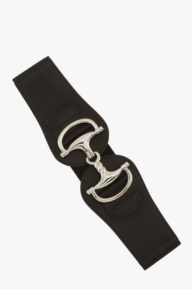 Equestrian Luxe elastic waist belt in black with polished horsebit buckle