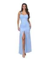 Eternal Allure Ruched Halter Maxi Dress - Baby Blue - Palazzo Couture Online