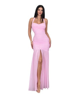 Women's Baby Pink maxi dress halter style back view