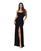 Women's Black maxi dress halter style back view