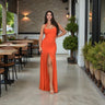 Eternal Allure Ruched Halter Maxi Dress - Orange - Palazzo Couture Online