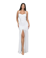 Eternal Allure Ruched Halter Maxi Dress - White - Palazzo Couture Online