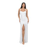Eternal Allure Ruched Halter Maxi Dress - White front view showing full-length maxi silhouette