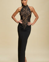 Eternal Elegance Lace Halter Maxi Dress - Palazzo Couture Online