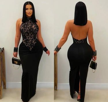 Eternal Elegance Lace Halter Maxi Dress - Palazzo Couture Online