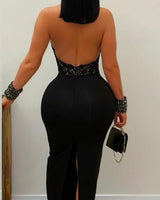 Eternal Elegance Lace Halter Maxi Dress - Palazzo Couture Online