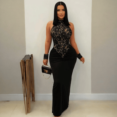 Eternal Elegance Lace Halter Maxi Dress - Palazzo Couture Online