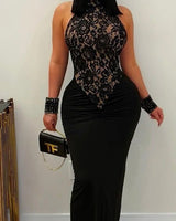 Eternal Elegance Lace Halter Maxi Dress - Palazzo Couture Online