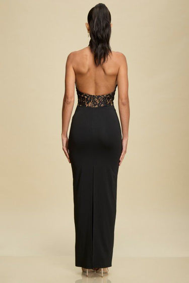 Eternal Elegance Lace Halter Maxi Dress - Palazzo Couture Online