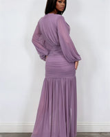 Ethereal Allure Ruched High - Low Gown - Dusty Wineberry - Palazzo Couture Online