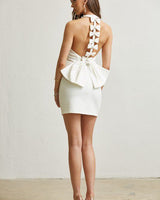 Ethereal Bow Mini Dress (White) - Palazzo Couture Online