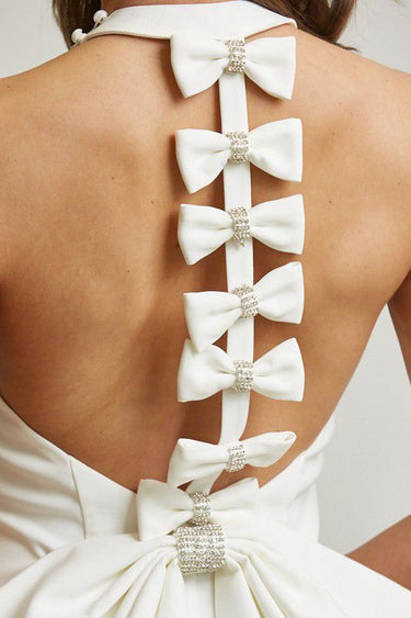 Ethereal Bow Mini Dress (White) - Palazzo Couture Online