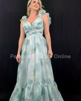 Ethereal Cascade Maxi Dress (Sage) - Palazzo Couture Online