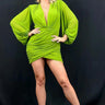 Ethereal Elegance Long Sleeve Mini Dress (kiwi) front view showing mini dress silhouette