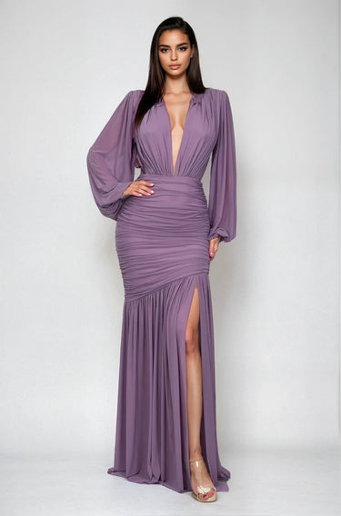 Ethereal Grace Maxi Gown - Dusty Wineberry - Palazzo Couture Online