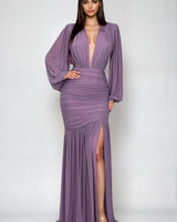 Ethereal Grace Maxi Gown - Dusty Wineberry front view showing full-length maxi silhouette