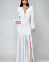 Ethereal Grace Maxi Gown - White front view showing full-length maxi silhouette