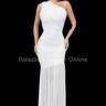 Ethereal Grace Ruched Mesh Asymmetric Maxi Dress( White) - Palazzo Couture Online