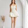 Ethereal Lace Corset Bubble Mini Dress - Pearl - Palazzo Couture Online