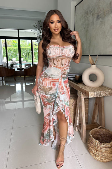 Ethereal Mirage Ruffle Maxi Dress - Palazzo Couture Online