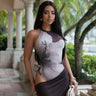 Women's Brown maxi dress elegant style back view
