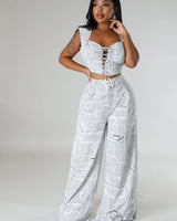 Women's  pant set matching style back view