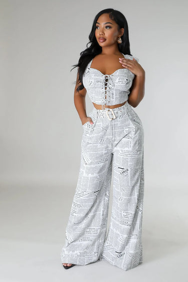 Everyday Bella Pant Set close up of matching top design and fabric detail
