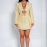 Executive Chic Cut - Out Blazer & Mini Skirt Set - Yellow - Palazzo Couture Online