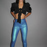 Expensive Views Metallic Blue Pants in Light Blue Shine - front view