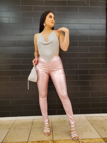 Expensive Views Metallic Rose Pants - Palazzo Couture Online