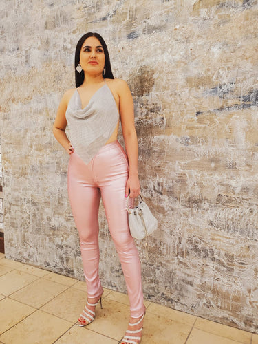 Expensive Views Metallic Rose Pants - Palazzo Couture Online